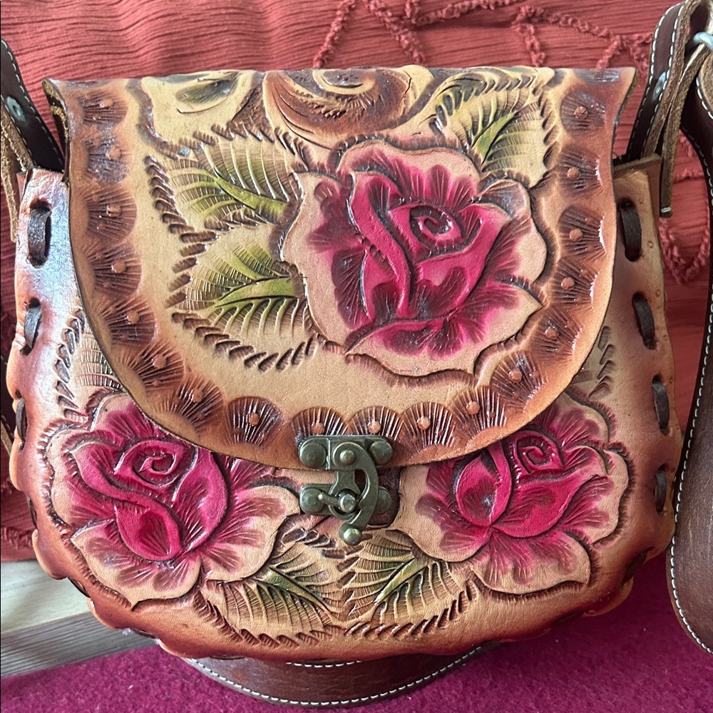 Mexican Handcrafted Floral Leather Bag